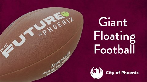 Giant football floating in Air