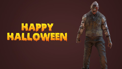 Brute Zombie Wishes Happy Halloween